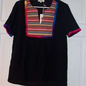 linen embroidered top size m